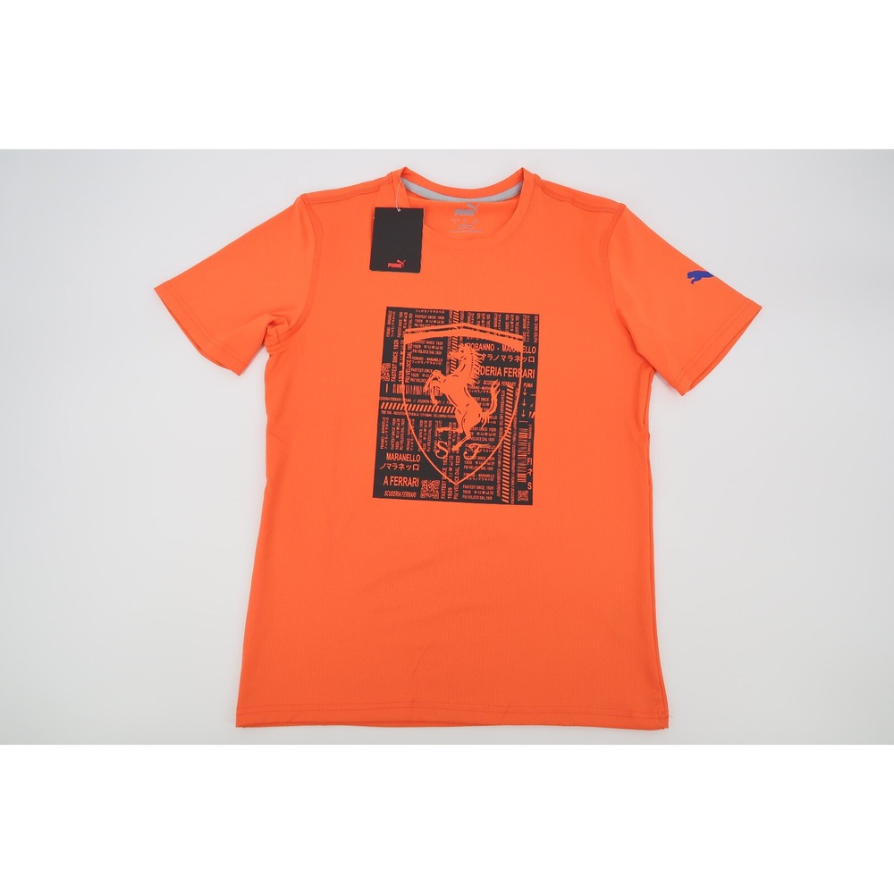 Mens Puma Ferrari Race Graphic Tee Orange Performance Short Sleeve T-Shirt NWT